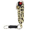 Pepper Shot 1/2 oz fashion leatherette holster and Quick Release Key Chain cheetah black/yellow