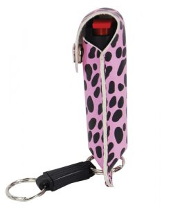 Wildfire 1/2 oz fashion leatherette holster and Quick Release Key Chain cheetah black/pink