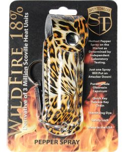 Wildfire 1/2 oz fashion leatherette holster and Quick Release Key Chain leopard black/orange