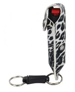 Wildfire 1/2 oz fashion leatherette holster and Quick Release Key Chain leopard black/white